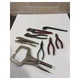 Assortment of Pliers (Locking Pliers, Adjustable Pliers, Needle Nose, Wire Cutters)