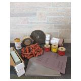 Lot of Misc Shop Abrasive Accessories (2 bars of polishing compound, Klingspor Rolls, 3M Sand Paper, Stikit Discs, Etc)