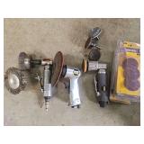 Two Pneumatic sanders and a wire wheel grinder.
