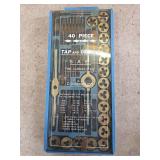 40 piece tap and die set in case. Missing one piece.