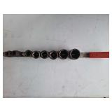 Vintage Hinsdale square socket set on a Craftsman holder.