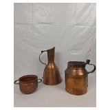 Set of Vintage Hand-Hammered Copper Pitcher