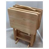 Set of Wood Folding TV Tray Snack Tables