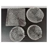 Set of four vintage Riedel 'Four Seasons' or 'Tree of Life' glass serving plates