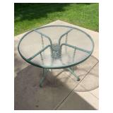 Patio Table Green With Glass Top