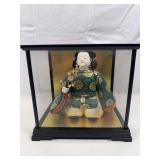 Vintage Japanese Kime Komi Doll 8” in a glass display case