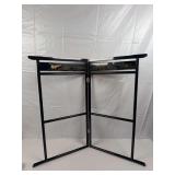 Vintage Japanese black lacquered kimono stand with hand painted details
