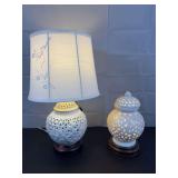 Pair of Blanc de Chine Lamps (Ginger Jar Lamp and Table Lamp)