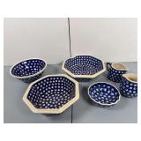 Set of Hand Made Polish Dishes in the “Peacock Eye” Pattern (6 pcs)