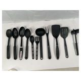 Lot Of Plastic Serving Spoons Forks and Spatulas Various Brands