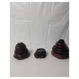 Set of Asian-Style Carved Wooden Bases for Vases