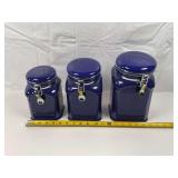 3 Piece Cobalt Blue Canister Set
