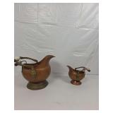 Pair of Vintage Copper Coal Scuttles