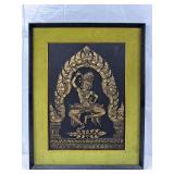 Framed Cambodian Apsara temple rubbing or relief painting