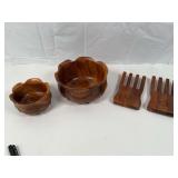 Lot Of Wood Bowls and Salad Hands