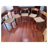 Set Set Of 5 Sun Cabinet Company made in Thailand Dinning Chairs Woven Seats
