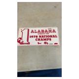 Car Tag Alabama Football 1978 National Champions