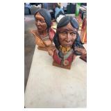Pair of Ceramic Indian Bust Heads