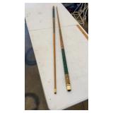 Pair of Vintage Pool Cue Sticks For Billiards