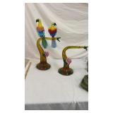 LARGE MURANO ART GLASS TROPICAL PARROTS