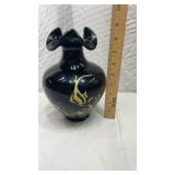 8 1/2" Fenton Art Glass Ebony Black Vase