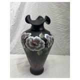 12 1/2" Fenton Moonlit Poppies Hand Painted Vase
