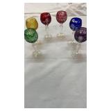 6 Small Cut to Clear Goblet Glass Set