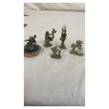 Lot of Small Pewter Figures Wizard Fish Unicorn