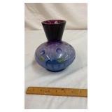 Fenton Deco Floral on Mulberry Vase