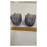 2 Fenton Carnival Tulip Votive Candleholders