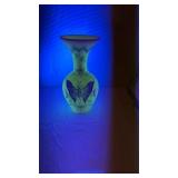 Fenton Uranium Burmese Hand Painted  Vase