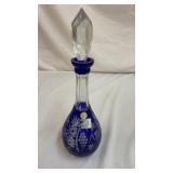16" Cut to Clear Crystal Decanter Made in Hungary