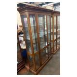 Oak Finish Curio Display Cabinet