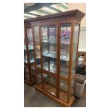 Oak Finish Curio Display Cabinet