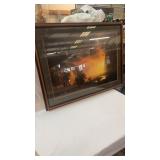 Framed and Matted Print of Water & Mountains