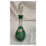 16" Cut to Clear Crystal Decanter Made in Hungary