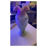 Fenton Burmese Lotus Mist Hand Painted Vase