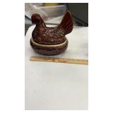 Hull Pottery Brown Drip Hen on Nest Casserole Dish