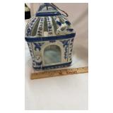 Blue & White Bird House Cage
