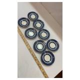 8 Churchill England Blue Willow Saucers