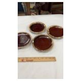 4 Hull Pottery brown Drip Dessert Plates