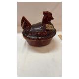 Hull Pottery Brown Drip Hen on Nest Casserole