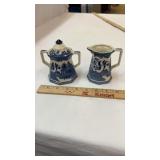 E & C Challinor Ironstone Blue Willow cream Sugar