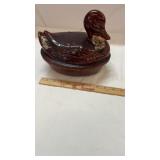 Hull Pottery Brown Drip Duck on Nest Casserole