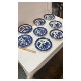 8 Blue Willow Divided Plates Japan & England
