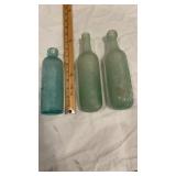 3 Antique Bottles including Hutchins
