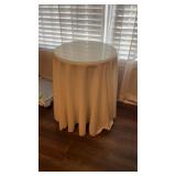 Antique Round Table with Coverlet & Glass