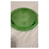 Depression Green Vaseline Glass Cake Pie Plate