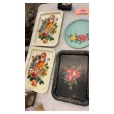 4 Vintage Metal Trays