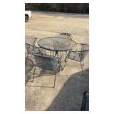 Outdoor Wrought Iron Table & 4 Chairs